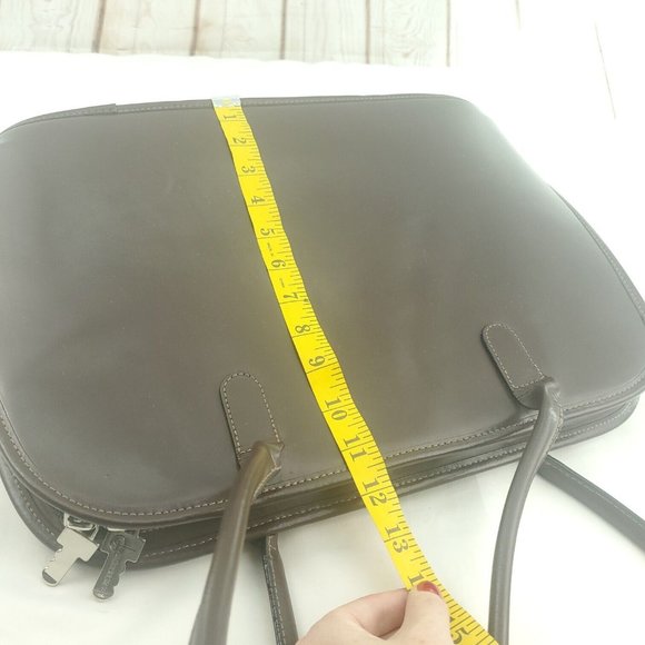 Vintage Jack Georges Womens Dark Brown Leather Double Handle Zip Around Tote Bag - Picture 8 of 14